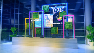 cenografia 3d evento ype no palm plaza credenciamento