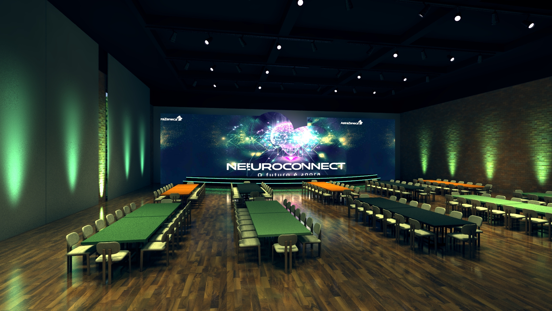 Visualização 3D da plenária com palco