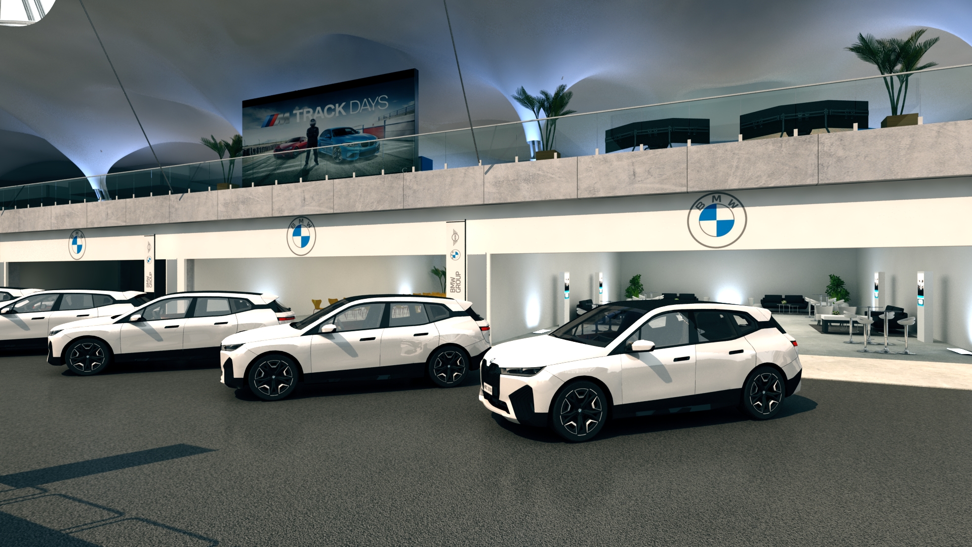 Apresentação 3D do estande BMW em evento de test drive