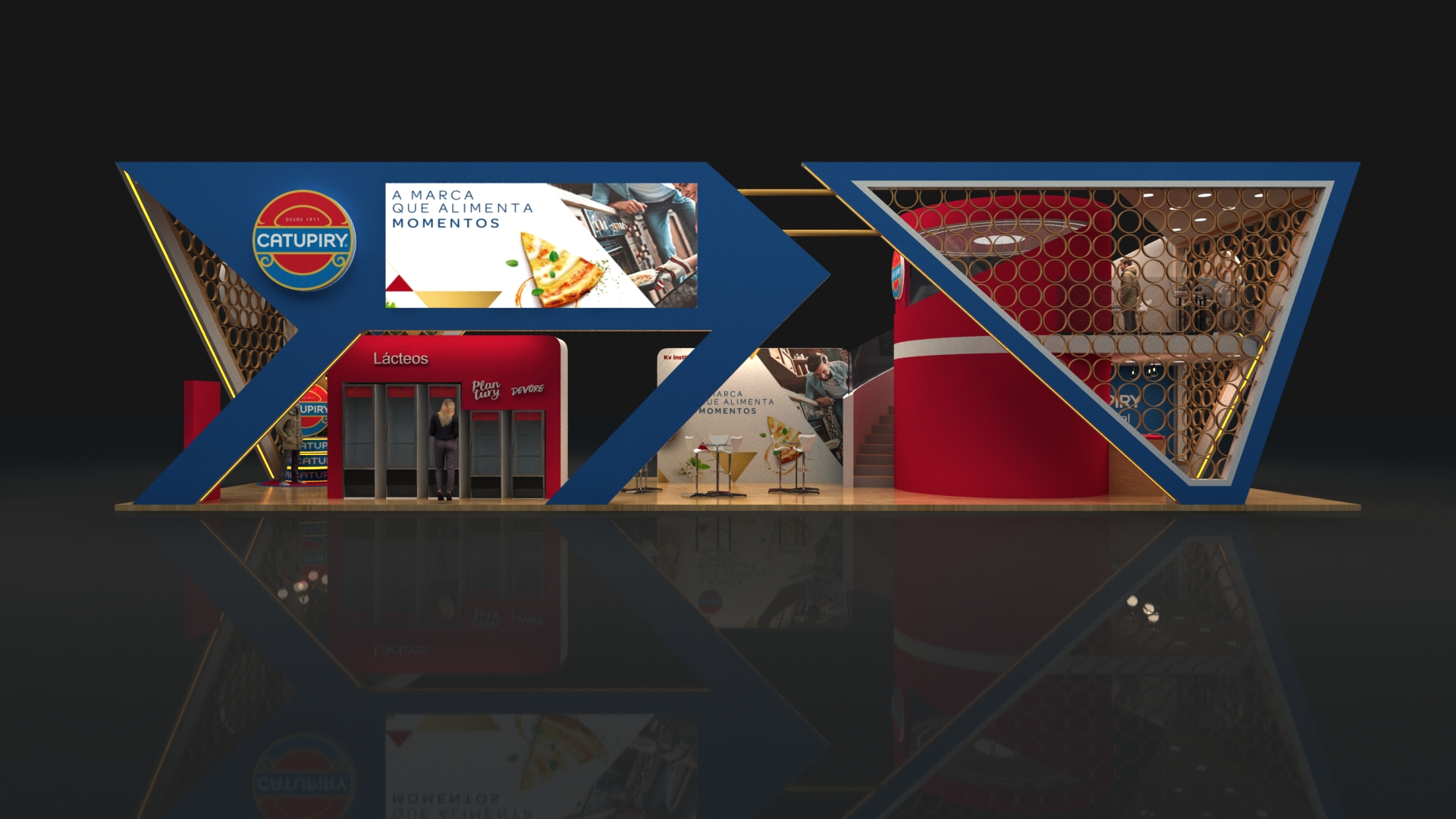 Stand em 3D da Catupiry com ambientação de feira