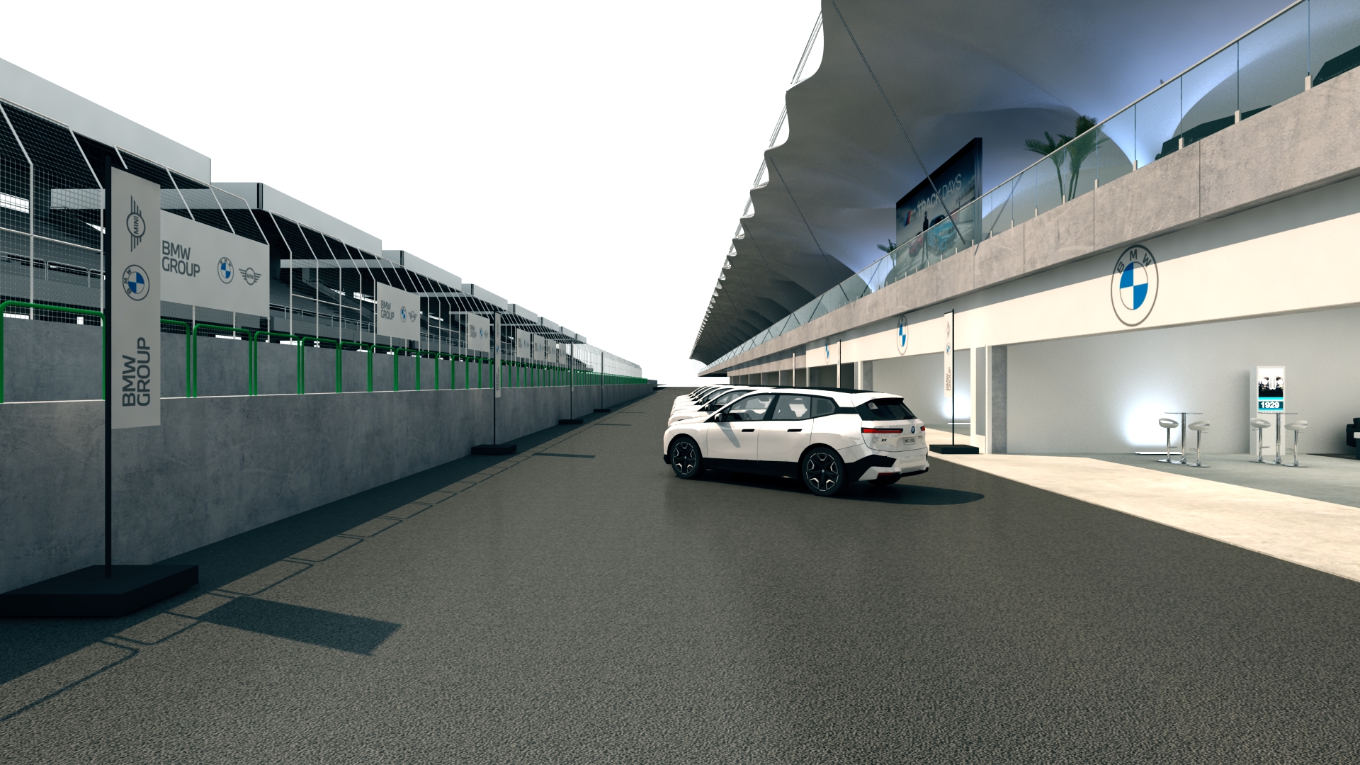 Maquete digital do espaço do evento da BMW em Interlagos