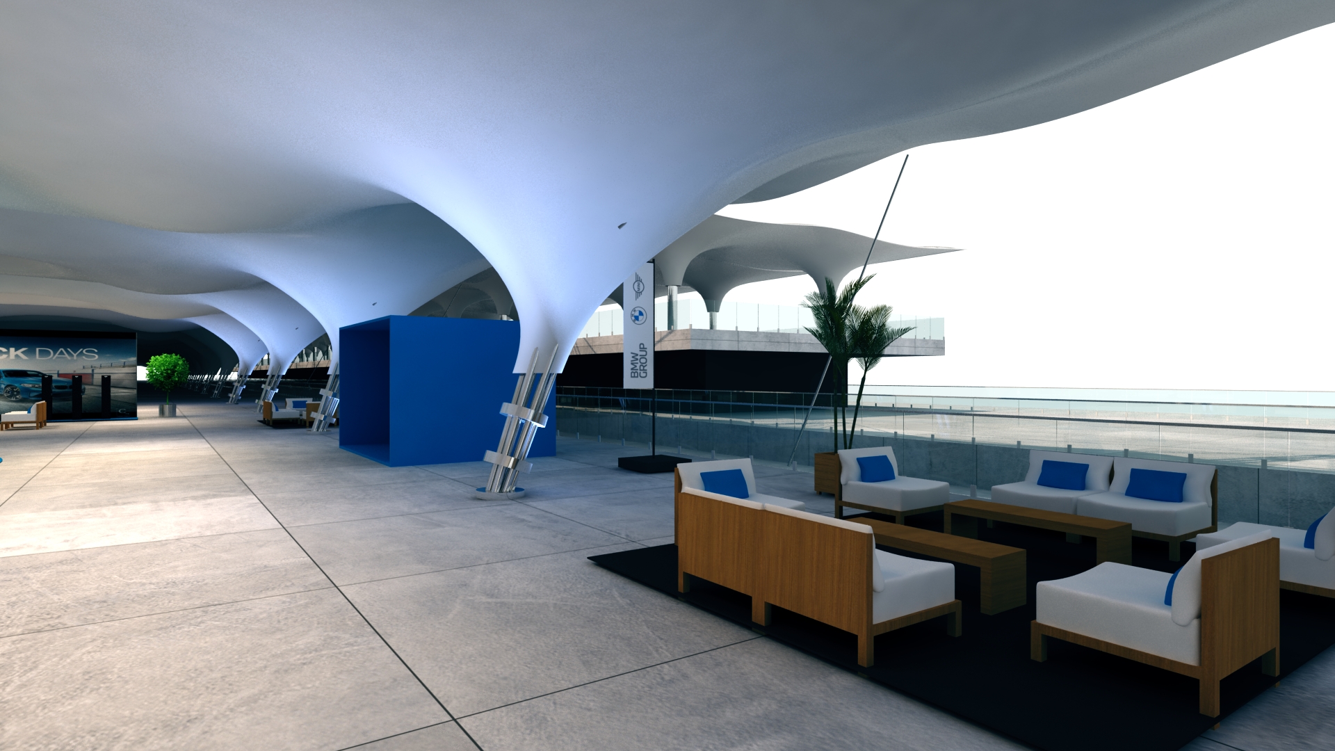 Modelagem digital 3D de espaço para evento BMW em Interlagos