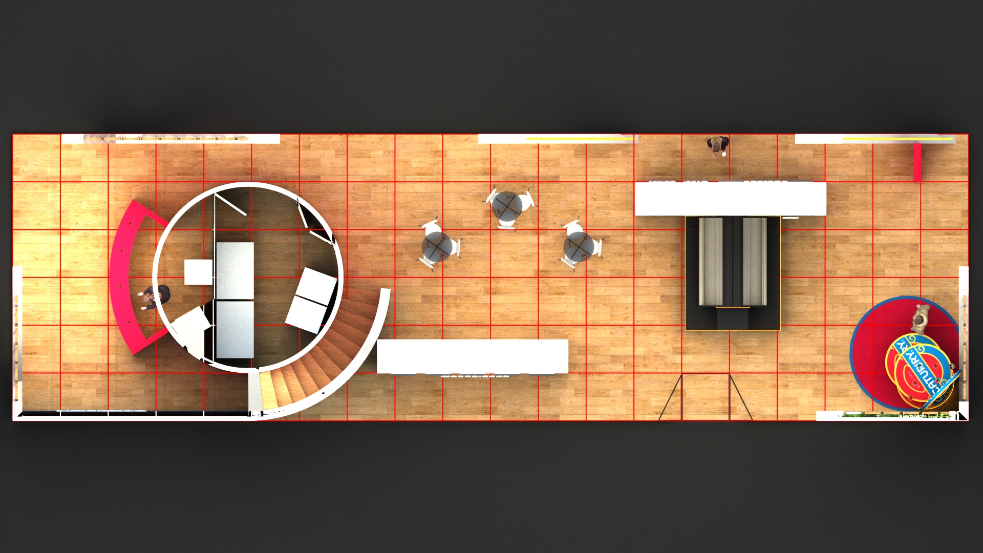 Modelagem 3D detalhada do stand Catupiry para feira supermercadista