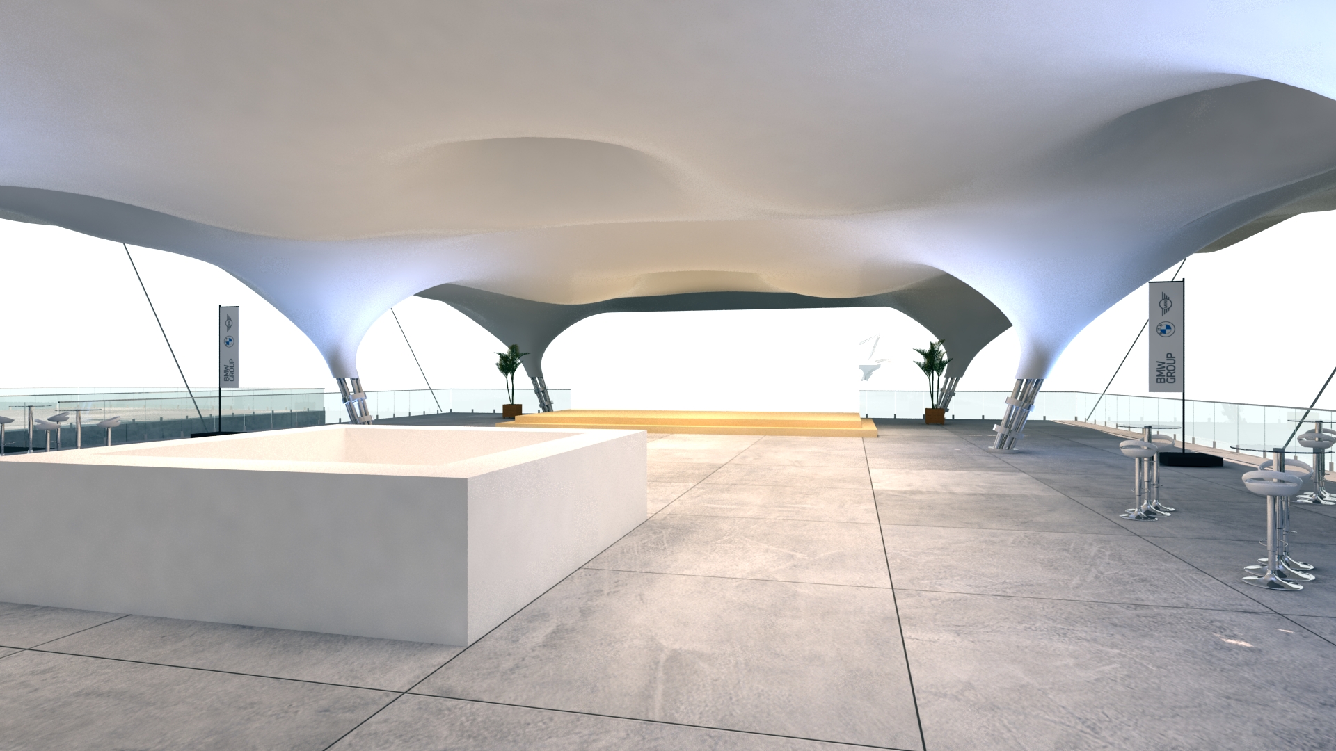 Projeto 3D detalhado do evento BMW no Autódromo de Interlagos