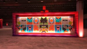 Cenografia do evento iFood em render 3D