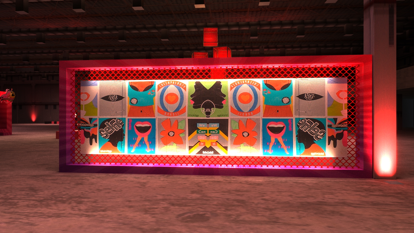 Cenografia do evento iFood em render 3D