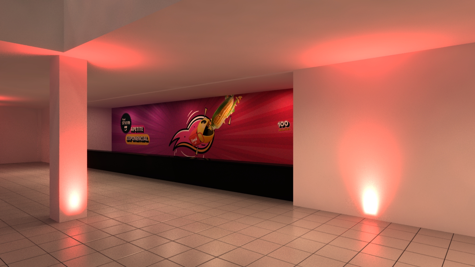 Áreas do evento iFood organizadas em projeto 3D