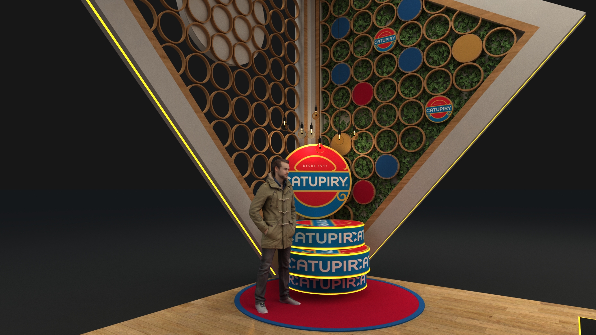 Representação digital em 3D do stand Catupiry na APAS