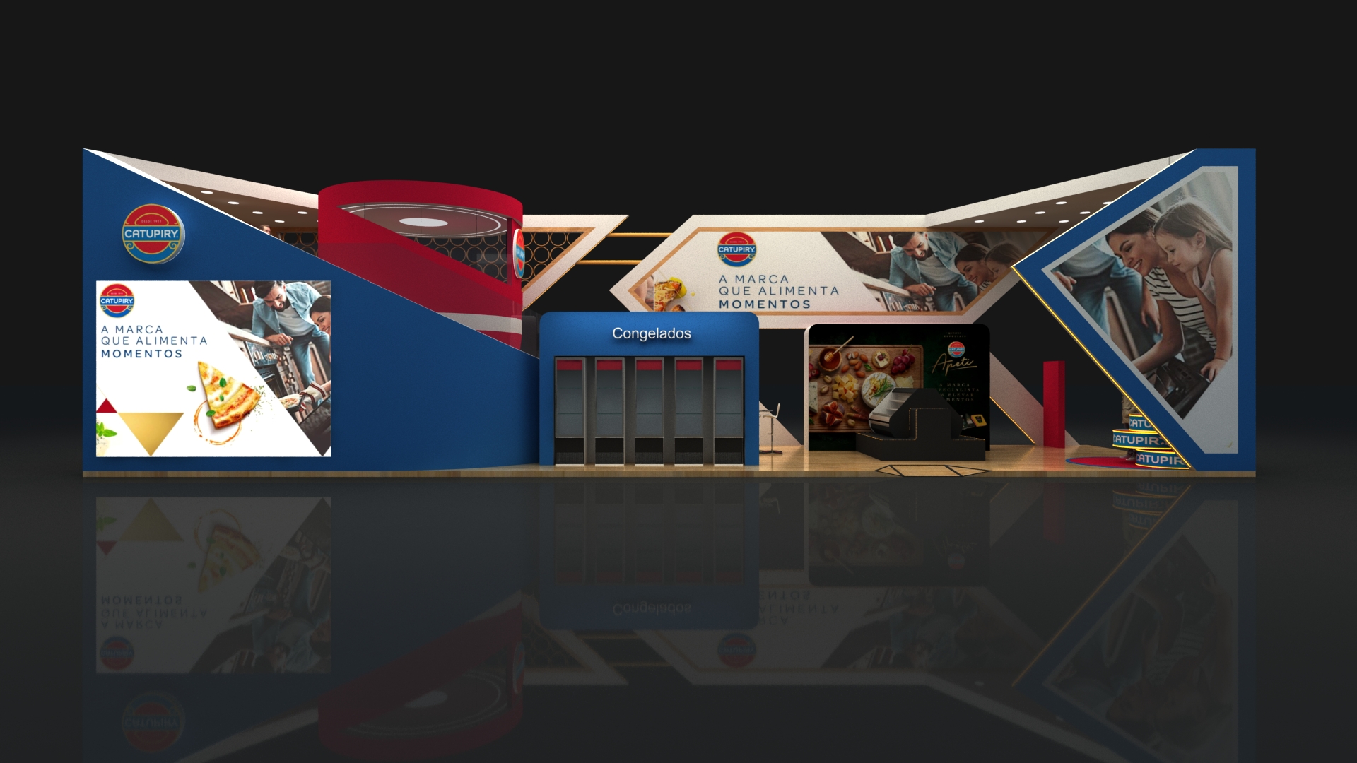 Visualização 3D do stand da Catupiry na feira APAS Show