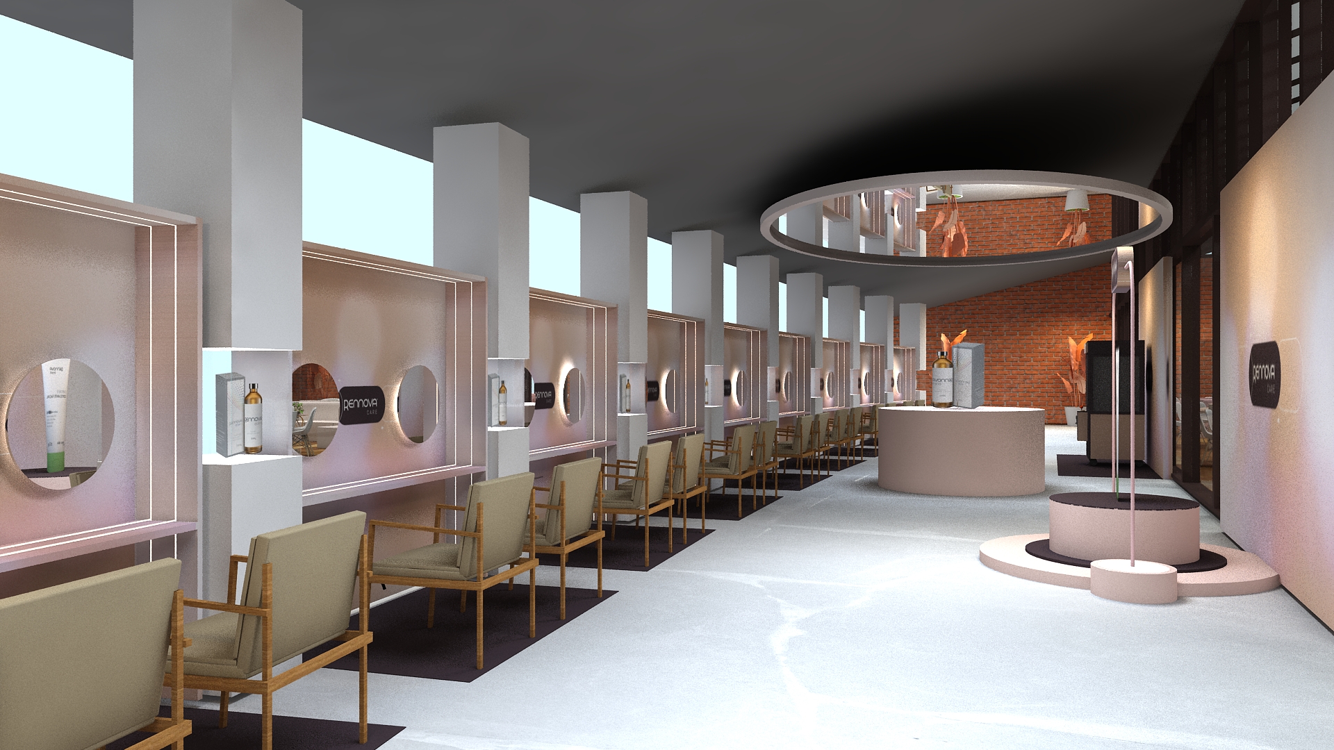 Simulação 3D da área de recepção - Projeto 3d para Eventos