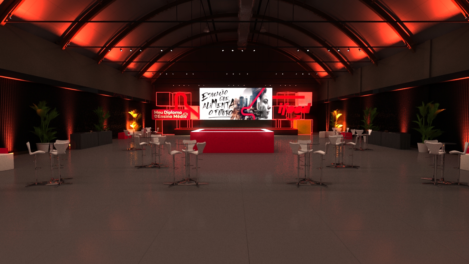 imagem 3d evento ifood lounge bistros