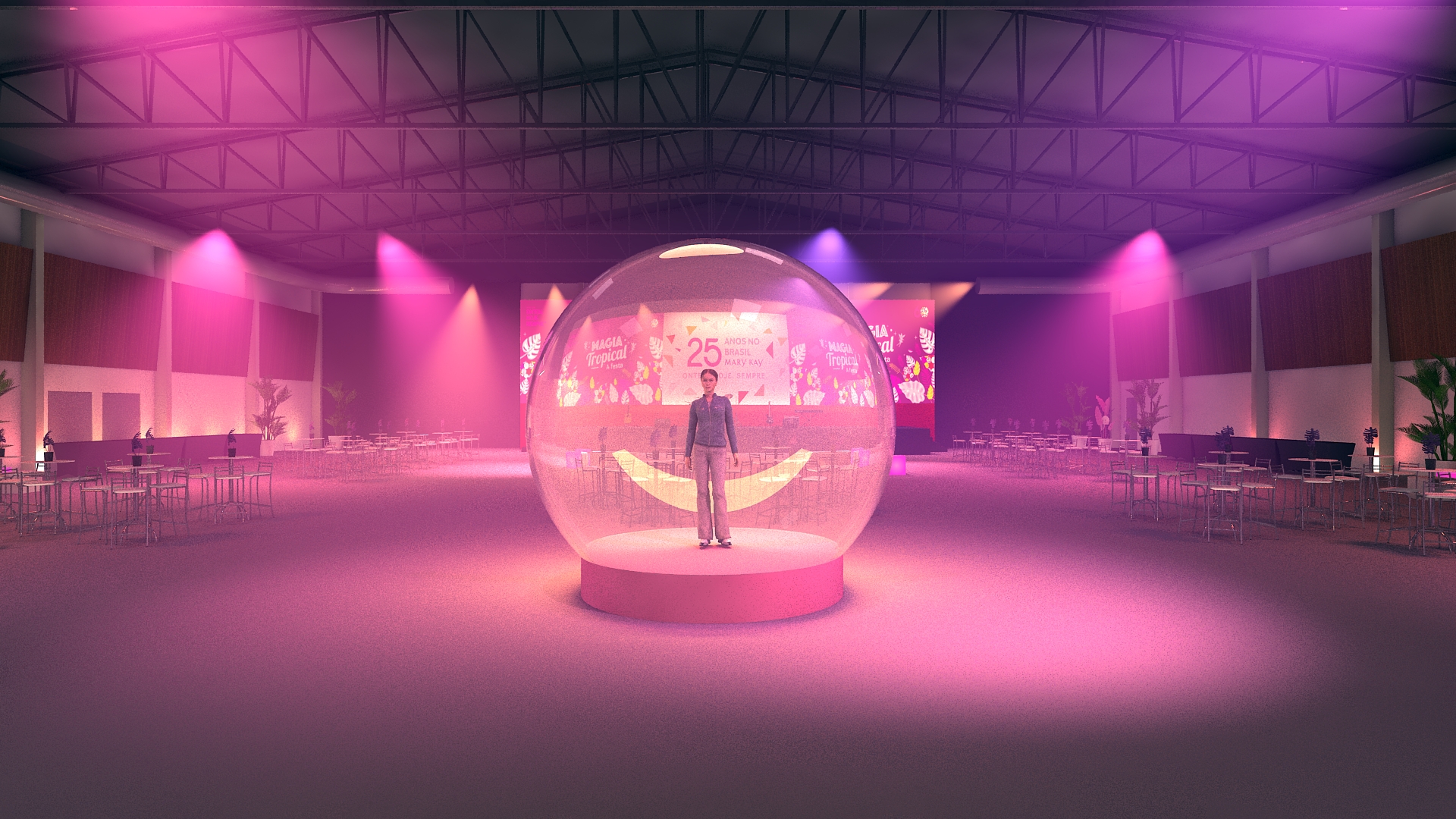 render evento com iluminação cênica