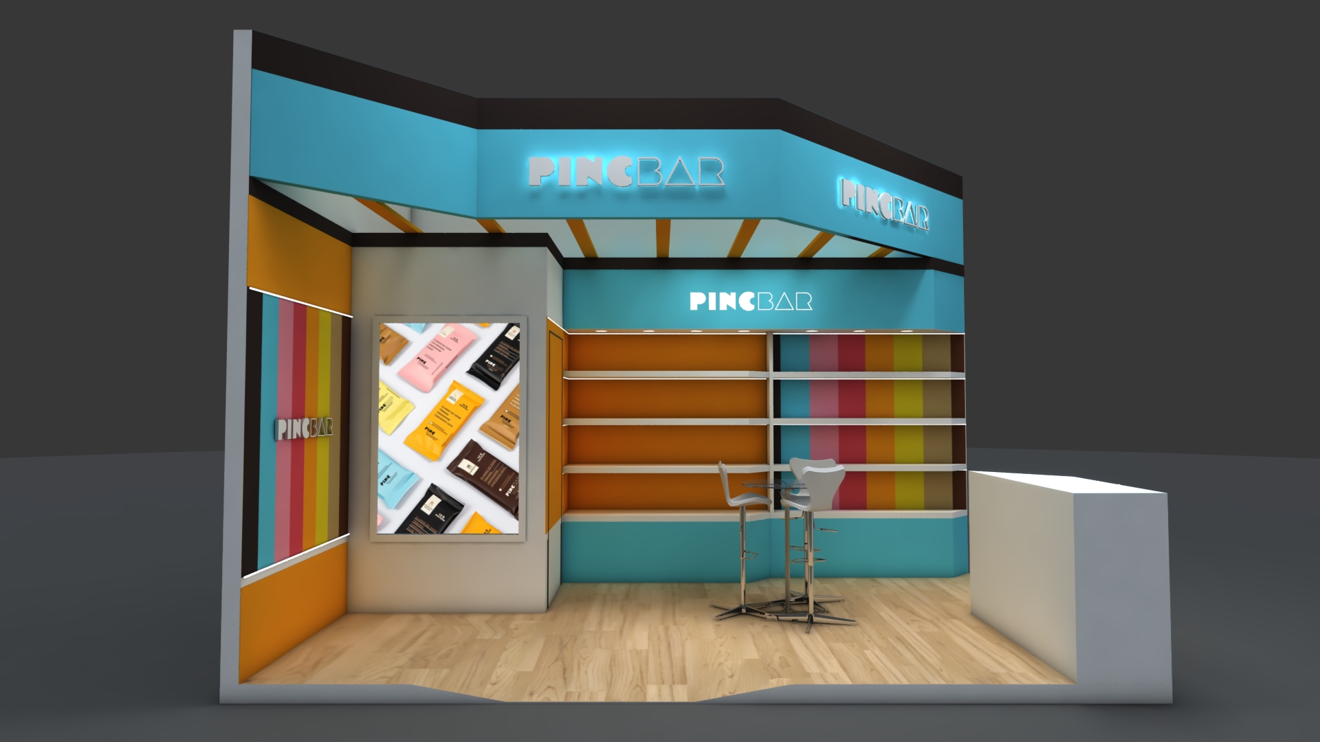 Stand PincBar – Maquete 3D com Design Criativo