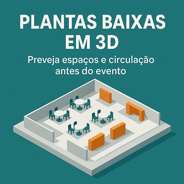 plantas baixas em 3d preveja espaços e circulação antes do evento