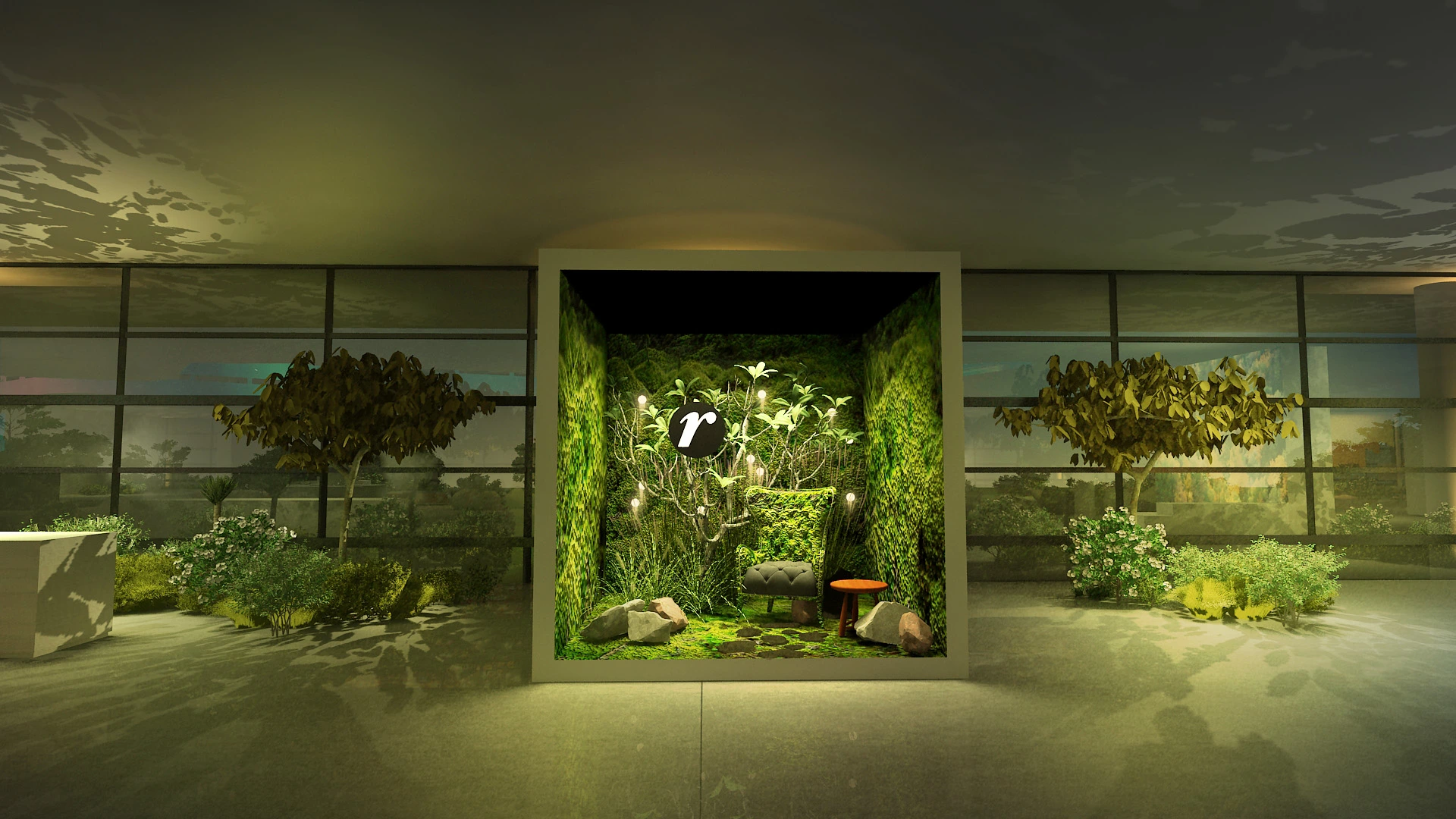 Maquete 3D de evento corporativo