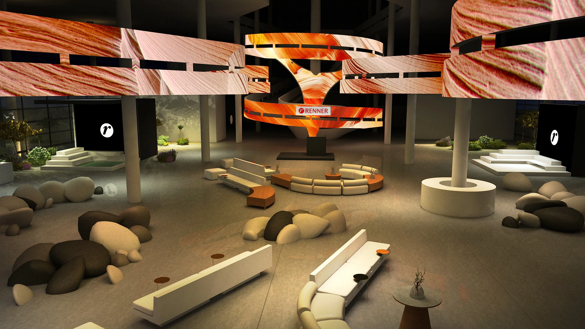 Simulação visual 3D de evento