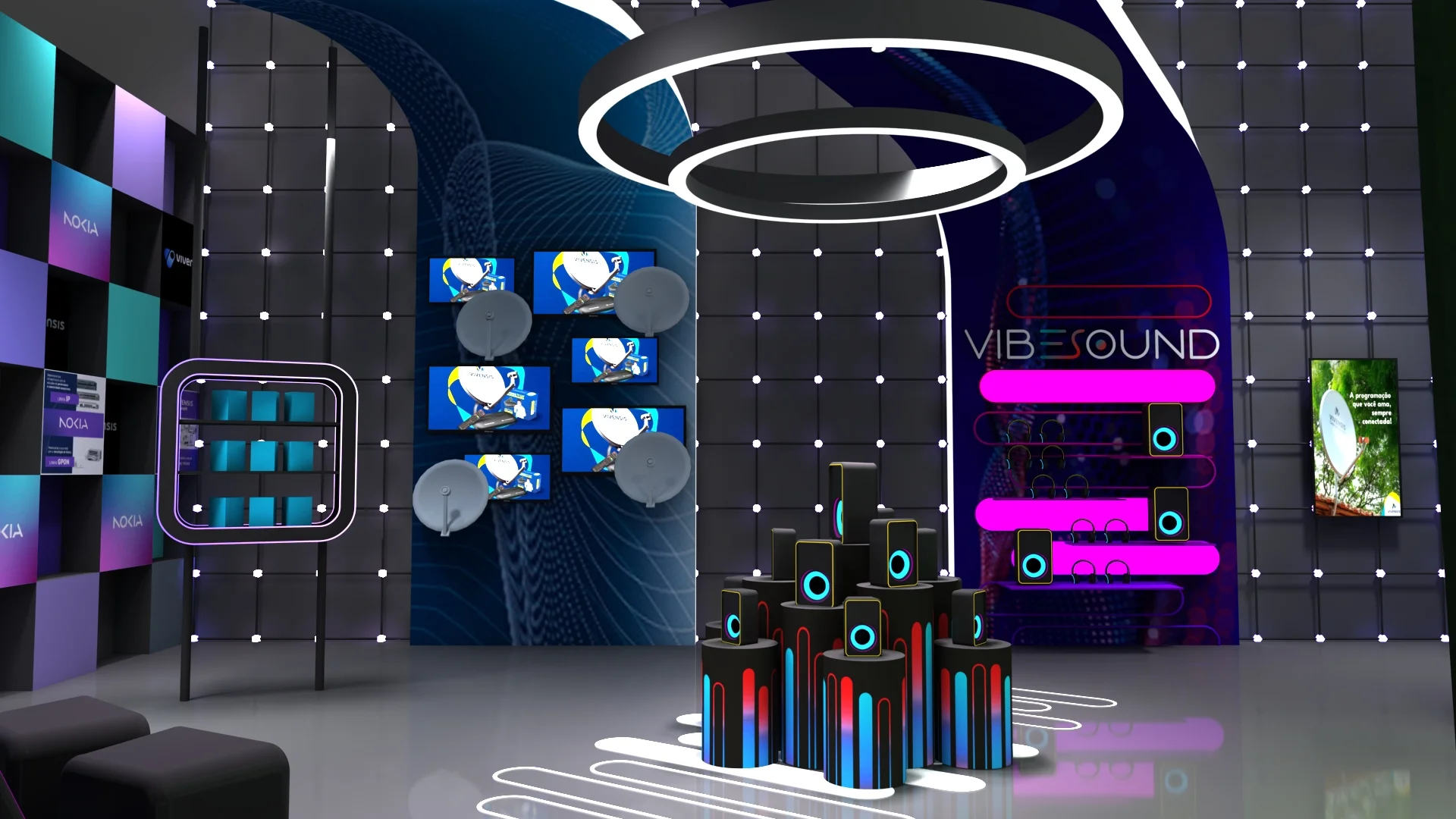 Vivensis – Renderização 3D de stand moderno