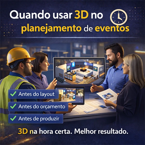quando usar o 3d no planejamento de eventos antes do layout antes do orçamento antes de produzir 3d na hora certa melhora resultado