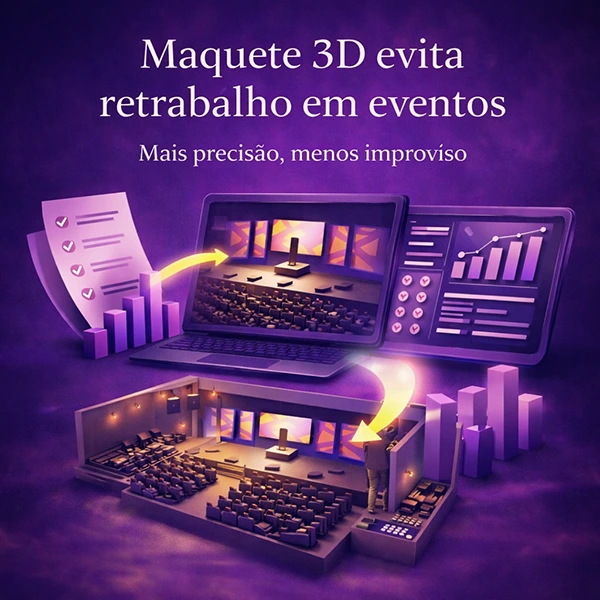 maquete 3d evita retrabalho em eventos , mais precisão menos improviso