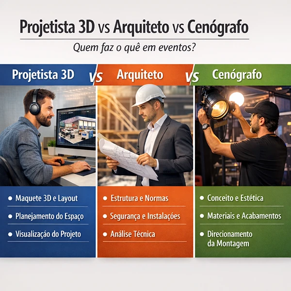 projetista 3d arquiteto cenógrafo quem faz o que em eventos